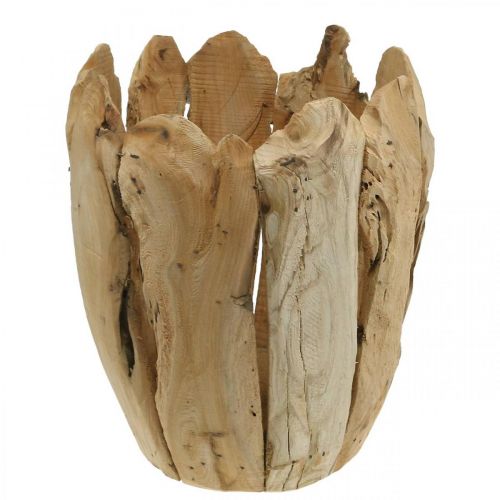 Floristik24 Cache-pot en bois de Paulownia, jardinière, décoration bois H32cm Ø28cm