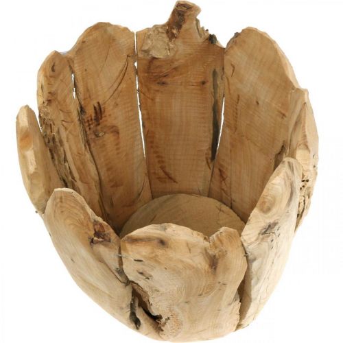 Floristik24 Cache-pot en bois de Paulownia, jardinière, décoration bois H32cm Ø28cm
