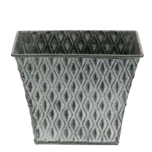 Pot en zinc avec motif de losanges H. 11,5 cm Pot en zinc avec motif de losanges H. 11,5 cm
