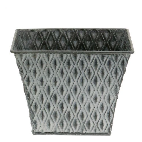 Floristik24 Pot en zinc avec motif de losanges H. 11,5 cm