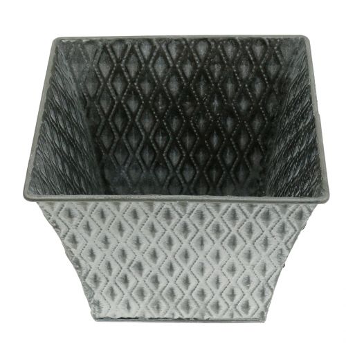 Pot en zinc avec motif de losanges H. 11,5 cm