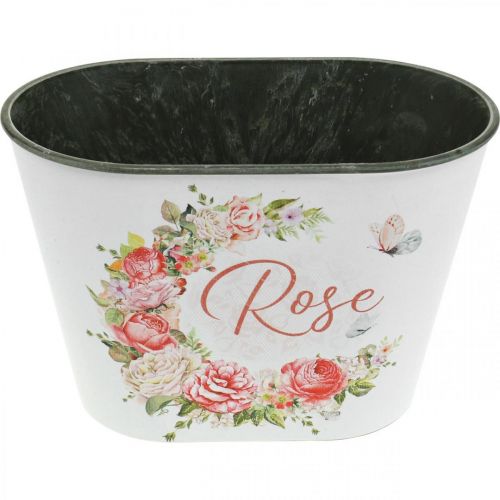 Article Jardinière, roses décoratives en pot, coupe fleurie L19cm H12.5cm