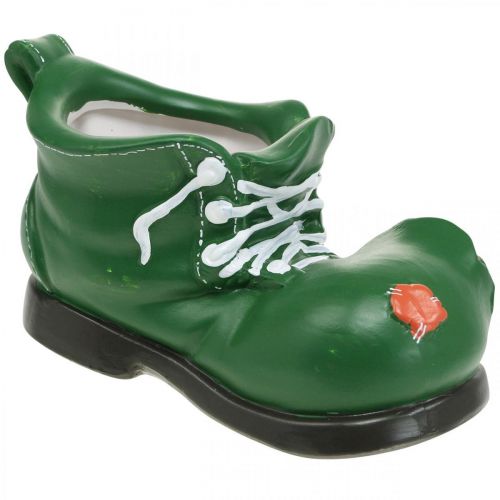 Article Décoration jardinière, chaussure verte avec hérisson, céramique 14x13cm H13cm