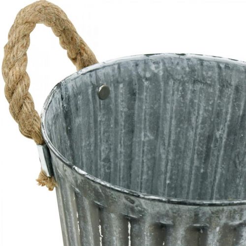 Floristik24 Pot métal à planter, cache pot, coupelle à plantes avec anses Ø18cm