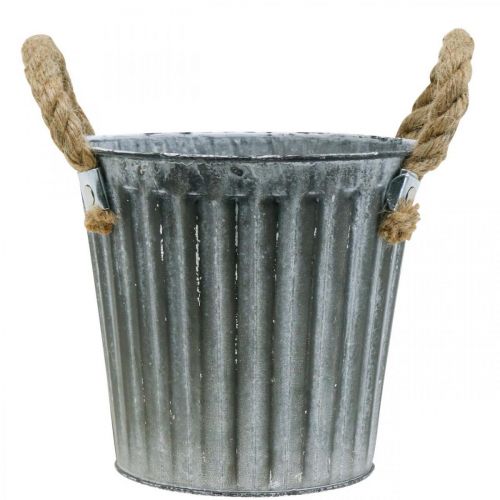 Floristik24 Pot métal à planter, cache pot, coupelle à plantes avec anses Ø18cm