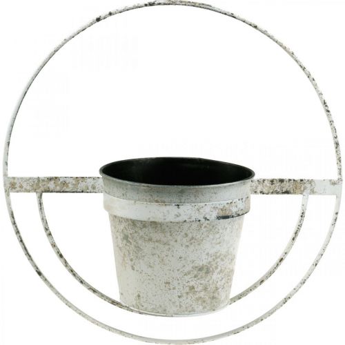 Floristik24 Cache-pot shabby chic décoration murale métal blanc avec suspension Ø37cm