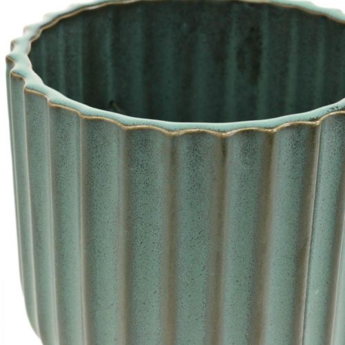 Floristik24 Cache-pot, vase en céramique, jardinière ondulée vert, marron Ø11,5cm H12,5cm