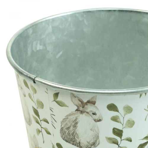 Floristik24 Pot de fleurs lapin Pâques cache pot métal Ø12cm H10.5cm