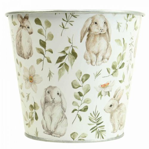 Floristik24 Cache-pot métal lapin Pâques Ø14cm H12.5cm