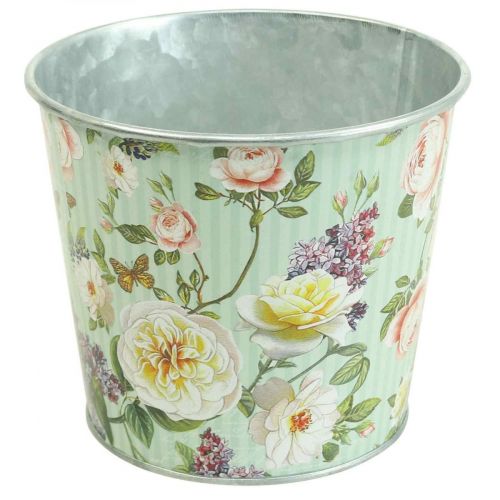 Cache-pot roses jardinière métal été Ø12cm H10.5cm