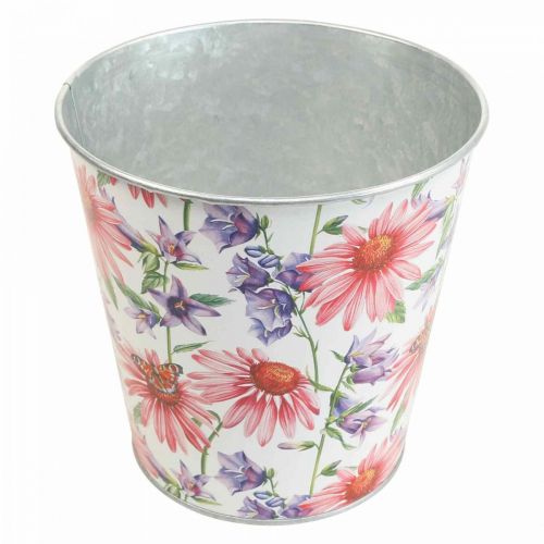 Cache pot métal décoration printanière Ø15.5cm H15cm