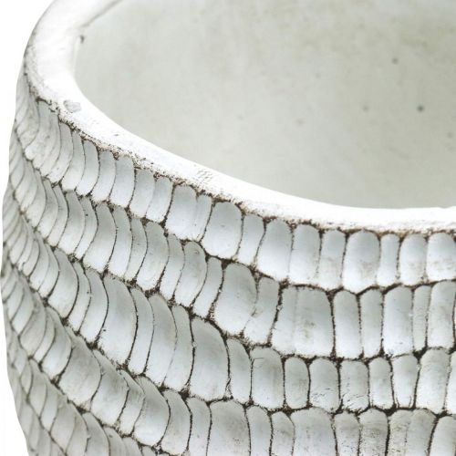 Article Jardinière Béton Blanc Pot de Fleur Vintage Blanc Nid d'Abeille H17.5cm Ø18.5cm