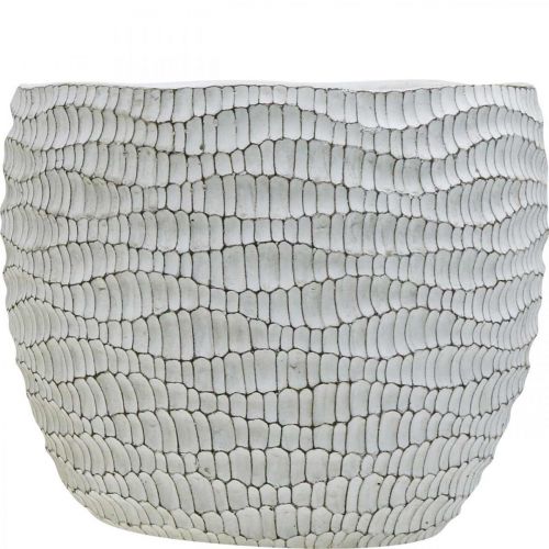 Article Jardinière Béton Blanc Pot de Fleur Vintage Blanc Nid d&#39;Abeille H17.5cm Ø18.5cm