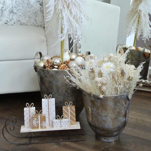 Floristik24 Jardinière ancienne avec anses Pot décoratif en métal Ø31 / 25cm, lot de 2