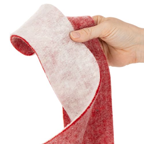 Ruban décoratif en feutre de laine blanc et rouge, 7,5 cm x 5 m, pour pots et couronnes | Floristik24.fr