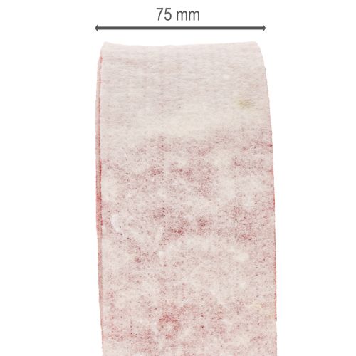 Ruban décoratif en feutre de laine blanc et rouge, 7,5 cm x 5 m, pour pots et couronnes | Floristik24.fr