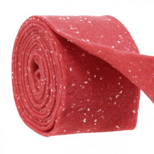 Ruban de feutrine rouge à pois, ruban déco, ruban adhésif pour pot, feutre de laine rouge clair, blanc 15cm 5m