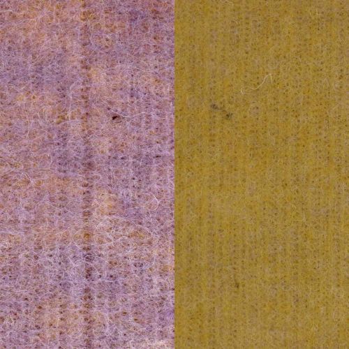Ruban feutre, ruban pot, ruban laine bicolore jaune moutarde, violet 15cm 5m