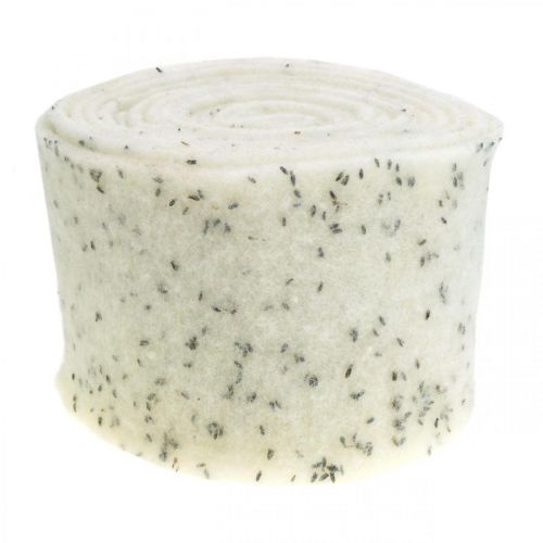 Floristik24 Ruban feutre fleurs lavande, ruban déco, ruban pot, feutre laine blanc crème 15cm 5m