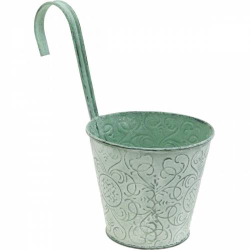 Cache-pot à suspendre look vintage cache-pot vert blanc lavé Ø11,5cm