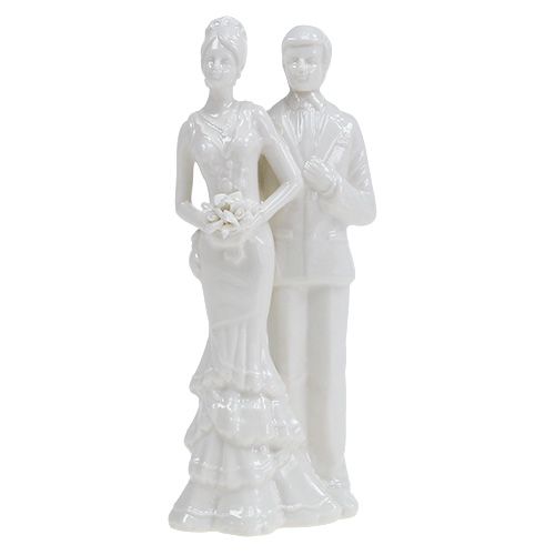 Floristik24 Figurine gâteau jeunes mariés blanc 17cm