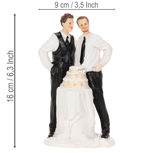 Figurine pour gâteau représentant un couple d'hommes avec un gâteau, 16,5 cm | Floristik24.fr