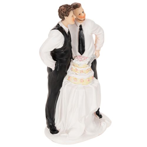 Figurine pour gâteau représentant un couple d'hommes avec un gâteau, 16,5 cm | Floristik24.fr