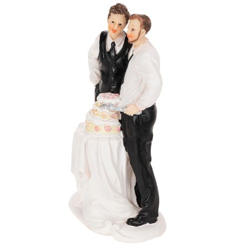Figurine pour gâteau représentant un couple d'hommes avec un gâteau, 16,5 cm | Floristik24.fr