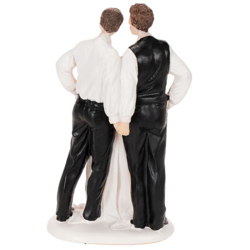 Figurine pour gâteau représentant un couple d'hommes avec un gâteau, 16,5 cm | Floristik24.fr