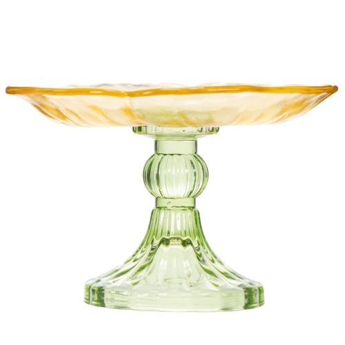 Article Assiette décorative en verre avec pied, décor floral, idéale pour les présentations festives, 15 cm