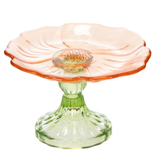Assiette décorative en verre avec pied, motif floral, idéale pour une décoration de table élégante et estivale, 15 cm
