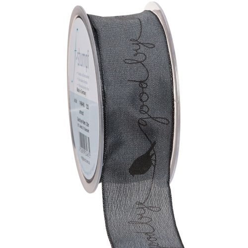 Article Ruban de deuil Au revoir ruban organza oiseaux noir 40mm 20m