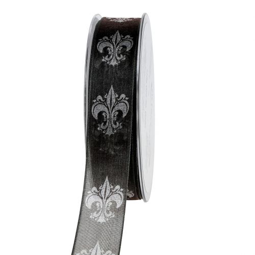 Floristik24 Ruban de deuil noir avec motif 25mm 20m