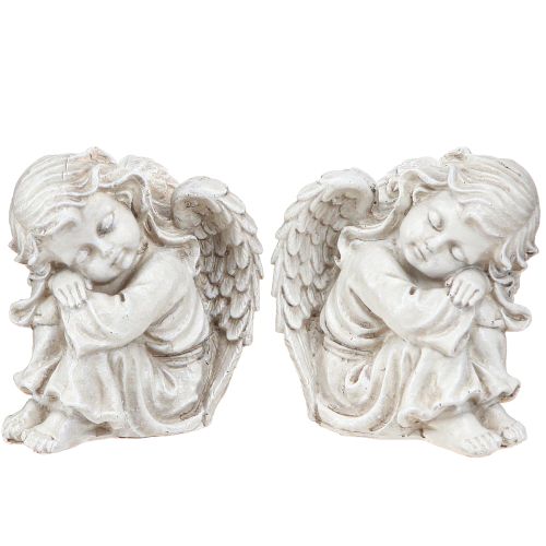 Ange en deuil assis figurine décorative crème 6,5×5×7,5cm 2 pièces
