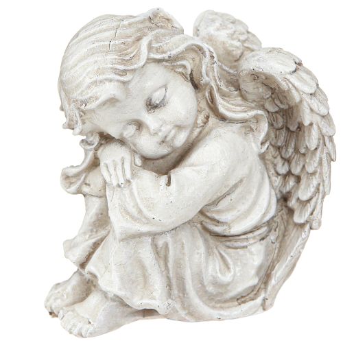 Article Ange en deuil assis figurine décorative crème 6,5×5×7,5cm 2 pièces