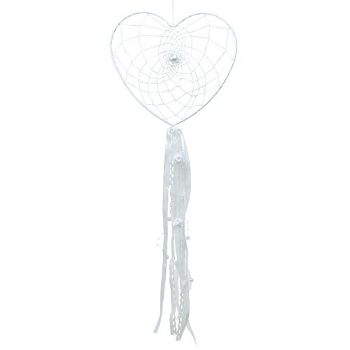 Floristik24 Capteur de rêves coeur blanc 55cm 2pcs