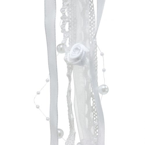 Floristik24 Capteur de rêves coeur blanc 55cm 2pcs