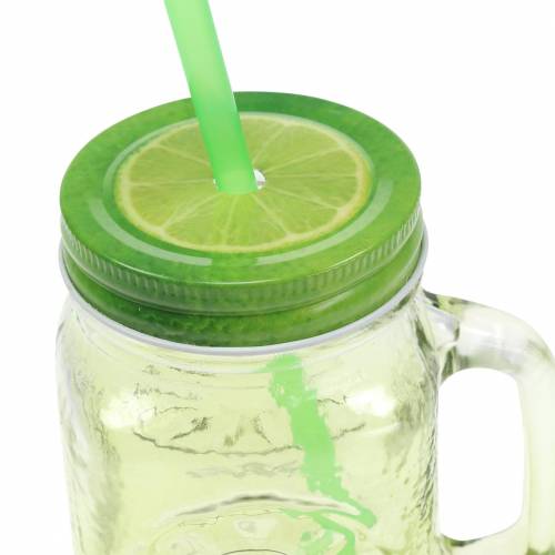 Floristik24 Verre à boire avec couvercle et paille assorties Ø7cm H13.5cm 2pcs