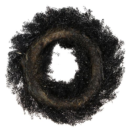 Article Couronne de fleurs séchées noir métallisé Lepidium Ø33cm