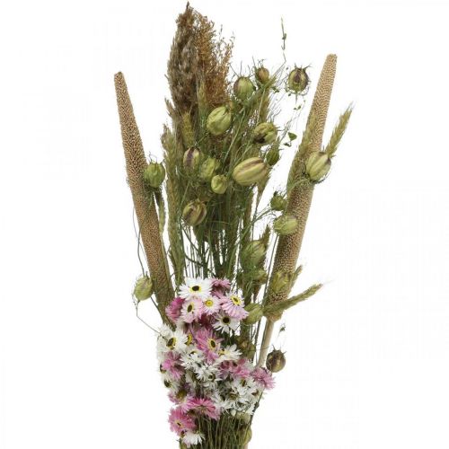 Floristik24 Bouquet de fleurs séchées rose, bouquet blanc de fleurs séchées H60-65cm