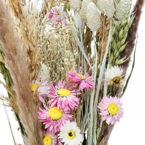 Bouquet de fleurs séchées herbe Phalaris paille fleurs rose 60cm 110g