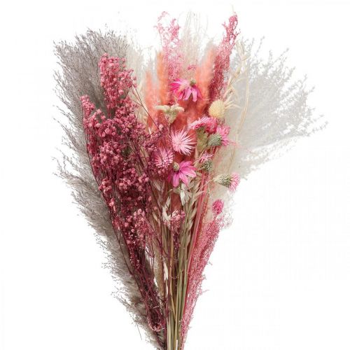 Bouquet de fleurs séchées rose blanc phalaris masterwort 80cm 160g