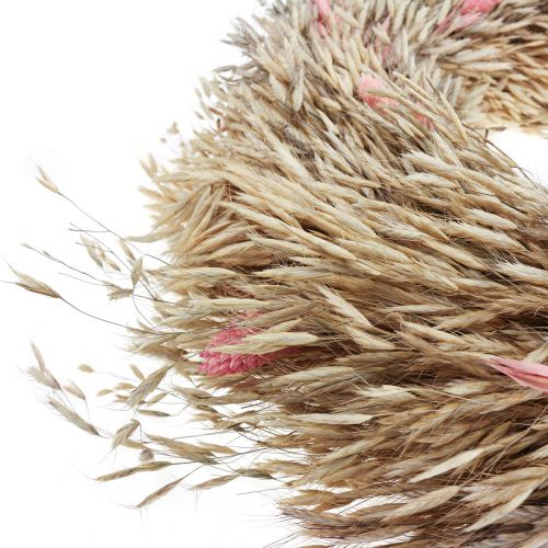 Floristik24 Couronne sèche avoine phalaris couronne rose naturel Ø44cm