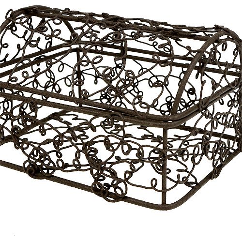 Floristik24 Coffre en fil métallique 7,5 cm x 10 cm / 9 cm x 12 cm brun lot de 2