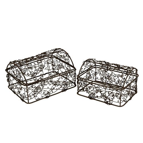 Floristik24 Coffre en fil métallique 7,5 cm x 10 cm / 9 cm x 12 cm brun lot de 2