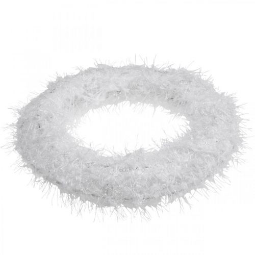 Floristik24 Couronne de porte couronne de Noël blanche couronne décorative laine décoration avènement Ø28cm