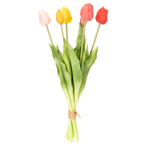 Article Bouquet de tulipes artificielles, coloré et réaliste, de haute qualité pour la maison, 43 cm, 7 pièces