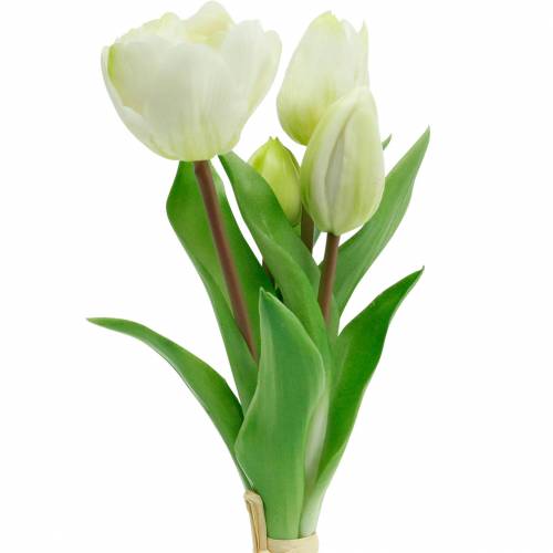 Floristik24 Bouquet de tulipes artificielles Fleurs en soie Tulipes Real Touch Blanc