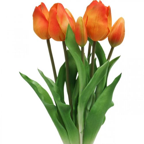 Floristik24 Tulipe artificielle orange bouquet de fleurs artificielles 38cm 7pcs