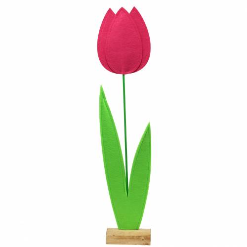 Floristik24 Fleur de tulipe géante en feutre vert, rose 19,5cm x 24cm H88cm décoration vitrine